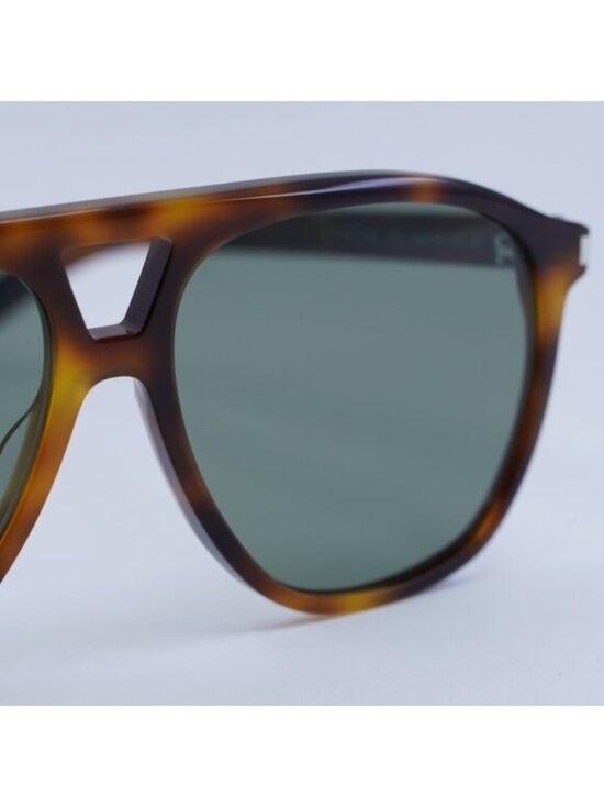 Saint Laurent SL596 DUNE 002 Sunglasses Havana Aviator Frame, Green Lenses main image 10